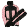 MOTORCYCLE BLK/PINK WOMEN'S RAIN GEAR WATERPROF LIGHTWEIGHT REFLECTIVE W/HUDDY