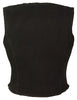 MOTORCYCLE WOMEN'S BLK DENIM ZIPPER VEST W/SIDE STRETCH SINGLE PANEL BACK