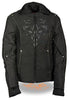 WOMEN'S RIDING BLK TEXTILE JACKET W/REFLECTIVE TRIBAL DETAIL W/REMOVABLE FLEECE