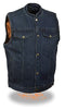MEN'S SON OF ANARCHY BLUE DENIM MOTORCYCLE VEST 1 GUN POCKET INSIDE