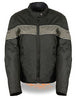 LADIES GREY LIGHTWEIGHT TEXTILE W/REFLECTIVE PIPING JACKET ZIPOUTLINER BLK/GREY