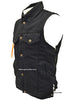Men's Motorcycle Blk 8 Pocket denim shirt collar vest with side laces
