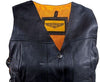 Women's riding 7 Pocket biker Blk leather vest with 2 gun pockets inside