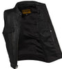 MENS LEATHER MOTORCYCLE VEST WITH 2 FRONT PISTOL PETE GUN POCKETS