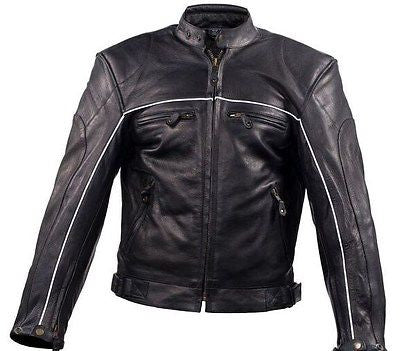 Men's Motorcycle High Visibility Scoter leather jacket very soft leather