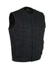 MEN'S SON OF ANARCHY BLACK DENIM COLLARLESS VEST 2 GUN POCKETS W/HOLSTERS ZIPPER
