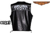 MEN'S SKULL LEATHER VEST WITH REFLECTIVE FEATURE W/2GUN POCKETS & SIDE LACES