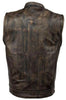 Men's Motorcycle Son of anarcy distressed leather vest with 2 Gun pockets