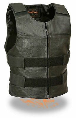 MEN'S MOTORCYCLE BULLETPROOF ZIPPER FRONT REPLICA VEST VEFRY SOFT BLACK W/VELCRO