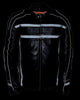 MEN'S REFLECTIVE MOTORCYCLE SCOOTER LEATHER JACKET 2 GUN POCKETS NAKED SKIN