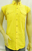 Men's Motorcycle Cotton yellow cut off shirt with fryed Sleeves
