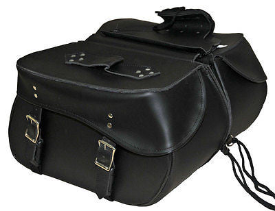 2pc Waterproof Black PVC Slanted Motorcycle Saddlebag Luggage Set Touring Travel 