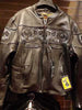 Men's Biker riding reflective skull leather jacket with 2 Gun pockets