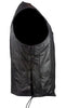 Men's Motorcycle Blk Classic Side lace plain leather vest with 2 Gun pockets