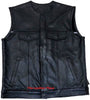 MEN'S SON OF ANARCHY COLLARLESS LEATHER MOTORCYCLE VEST 2 GUN POCKETS INSIDE