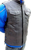 MEN'S ANARCHY LEATHER MOTORCYCLE VEST 2 GUN POCKETS WITH SIDE LACES NAKED