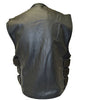MEN'S BIKER UPDATED SWAT TEAM STYLE MOTORCYCLE LEATHER VEST W/2 GUN POCKETS NEW