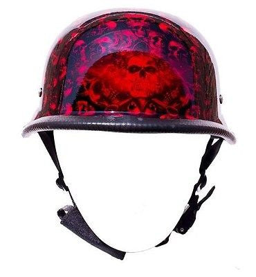 german skull motorcycle helmet riders Burgandy Graveyard Novelty – Leather Place Protective Gear Craftsmanship Featherweight Performance New in inventory ⚡️ Size:Medium Helmet + 👒 Cover