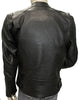 MEN'S VENTED MOTORCYCLE LEATHER JACKET WITH ORANGE STRIPE VENTS & ARMOUR NAKED
