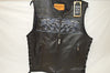 MEN'S SKULL LEATHER VEST WITH REFLECTIVE FEATURE W/2GUN POCKETS & SIDE LACES