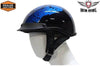 MOTORCYCLE BRAND NEW DOT APPROVED HALF HELMET WITH BONEYARD BLUE GRAPHIC NEW