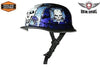 MOTORCYCLE GERMAN NOVELTY HELMET W/SKULL GRAVEYARD GRAPHIC W/CHOPPER CROSS