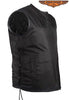 Men's Blk Side Lace Textile Motorcycle Vest with 2 Gun pockets and Leather trim