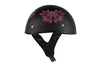 MOTORCYCLE FLAT DOT APPROVED BLK FINISH W/FAIRY & TRIBAL FLOWERS GRAPHIC HELMET