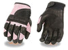 WOMEN'S GENUINE MESH/LEATHER COMBO RACING GLOVE W/PADDED KNUCLES PROTECTION SOFT