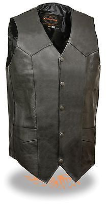 MEN'S CLASSIC TALL BIKER VEST W/5 SNAP BUTTONS WITH V NECK TALL VEST
