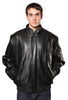 MEN'S BOMBER LEATHER JACKET WITH FUR ZIPOUT LINNING INSIDE COWHIDE LEATHER BLACK