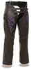 MOTORYCLE WOMENS PURPLE LEATHER CHAP W/REFLECTIVE TRIBAL EMBRIODERY VERY SOFT