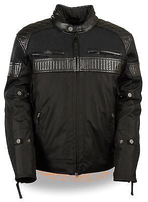 MEN'S MOTORCYCLE SCOOTER TEXTILE JACKET W/LEATHER TRIM &SNAPCOLLAR 2 GUN POCKETS