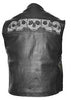 MEN'S MOTORCYCLE RIDERS REFLECTIVE SKULL REAL LEATHER VEST VERY SOFT NEW