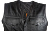 Men's Motorcycle Son Of Anarcy Leather Collarless vest with 2 Gun pockets inside