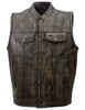 Men's Motorcycle Son of anarcy distressed leather vest with 2 Gun pockets