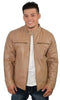 MEN'S CLASSIC SCOOTER GENUINE BRN LEATHER JACKET W/FOUR EXTERIOR POCKETS SOFT