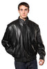 MEN'S BOMBER LEATHER JACKET WITH FUR ZIPOUT LINNING INSIDE COWHIDE LEATHER BLACK
