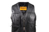 MEN'S MOTORCYCLE SIDE LACE VEST W/2 BIG GUN POCKETS INSIDE W/SINGLE PANEL BACK
