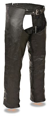 Men's Motorcycle Riding Classic Blk Leather chap with coin pocket