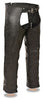 Men's Motorcycle Riding Classic Blk Leather chap with coin pocket