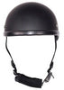 MOTORCYCLE FLAT BLACK SKULL CAP NOVELTY HELMET BLACK W/CHIN STRAP GREAT PRICENEW