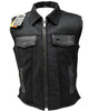 MEN'S SON OF ANARCHY SHIRT COLLAR CANVAS MOTORCYCLE VEST 2 GUN POCKETS NEW