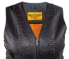 WOMEN'S MOTORCYCLE RIDERS ZIPPER STUDDED VEST W/2 GUN POCKETS W/SIDE LACES