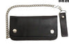 MEN'S MOTORCYCLE BLK 7" BIKER BIFOLD LEATHER SILVER CHAIN WALLET NEW