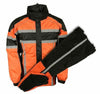 MOTORCYCLE MOTORBIKE RAIN GEAR MEN'S RAIN SUIT BLK&ORANGE WATERRESISTANT