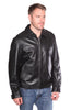 Men's Blk Classic traditional bomer leather jacket with bottom elastics
