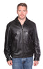 Men's Blk Classic traditional bomer leather jacket with bottom elastics