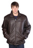 Men's Plain traditional Brown zipper front leather jacket with 2 pockets butter soft leather