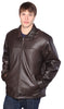 Men's Plain traditional Brown zipper front leather jacket with 2 pockets butter soft leather
